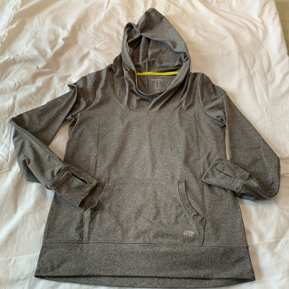Marika deep V neck gray athletic hoodie. Size US medium.